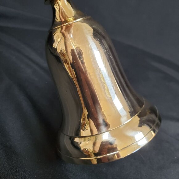 VTG Solid Brass Hand Bell with Long Handle | 8" Polished School Desk Bell | Mid - Picture 4 of 8
